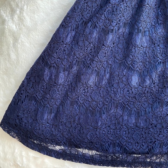 Francesca’s Collection Pearl High Neck Navy Dress in Size Large - Picture 11 of 16